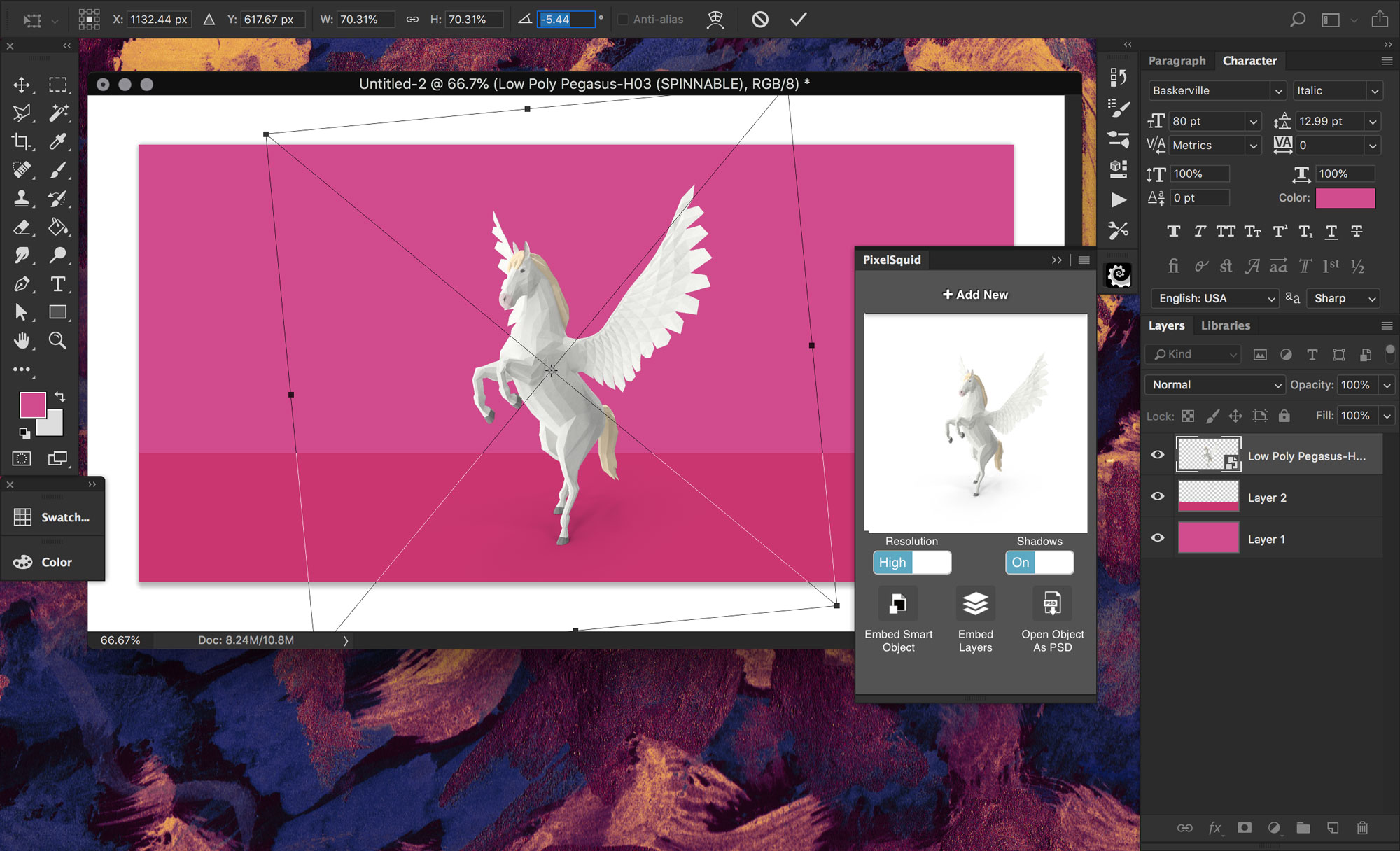 Low-poly pegasus unicorn from PixelSuid